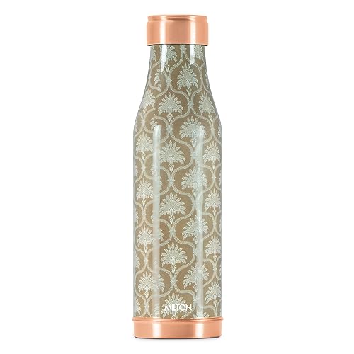 MILTON Copper Charge Design Water Bottle, 930 ml, Royal | Lacquer Coating, Curved bottle | Diwali | Festive | Gifting | Yoga | Home | Kitchen | Vedic