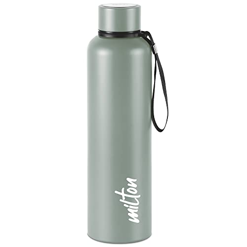 Milton Aura 1000 Thermosteel Bottle, 1.05 Litre, Grey | 24 Hours Hot and Cold | Easy to Carry | Rust & Leak Proof | Tea | Coffee | Office| Gym | Home | Kitchen | Hiking | Trekking | Travel Bottle