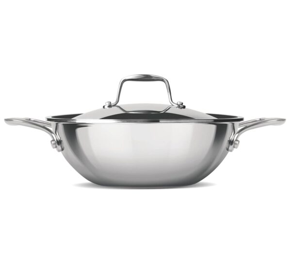 MILTON Pro cook TriPly Stainless Steel 28 cm Kadai with Lid, 4.6 litres, 3 Layer Kadhai for Cooking, Induction Bottom and Gas Stove Ready Cookware, Easy to Clean, 3 Years Warranty
