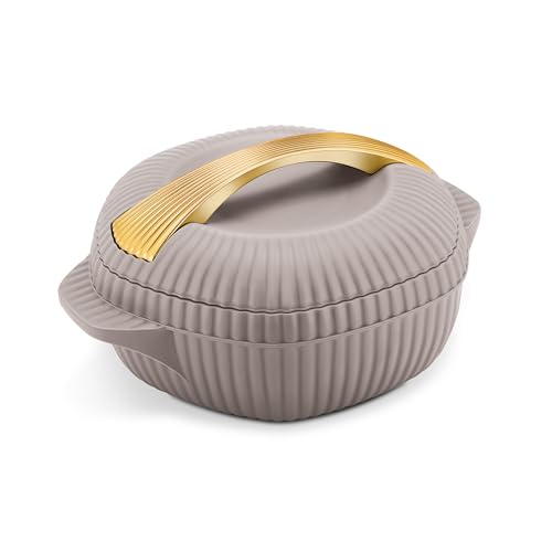 MILTON Oyster 2500 PU Insulated Casserole, 2190 ml, Taupe, BPA Free, Food Grade, Hot and Cold, Easy to Carry, Easy to Store, Chapati, Roti, Curd Maker