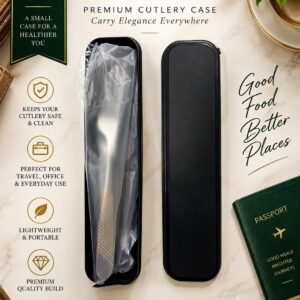 Travel hammered design stainless Steel Cutlery Set of 4 Pcs (1 Dinner Spoon, 1 Dinner Fork, 1 Dinner Knife & 1 Dessert Spoon) with Plastic Box, golden and silver mirror Finish