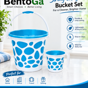 Hevea Plastic Duplex Bucket And Mug, Blue, 25 L