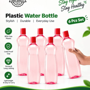 MILTON Pacific Pack of 6 Water Bottles, 1 Litre Each, Reusable Plastic Fridge Bottle Set, BPA Free and Leak Proof Bottles for Travel, Work, Red