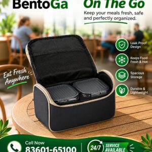 MILTON Lush Lunch Box I 1 Stainless Steel Container + 2 Microwave Safe - Cool Touch Body SS Container I BPA Free I Stylish Durable Jacket I Ideal for Office, School, Outdoor, Picnic, Black