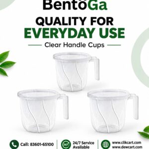 MILTON Plastic Bucket Mug - Pack of 3, Transparent, 1.5L