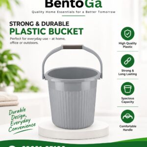 Milton Ritz 22 Plastic Bucket with Handle, 20 litres, Grey | Home | Bathing | Storage | Bathroom | Multipurpose | Easy to Carry